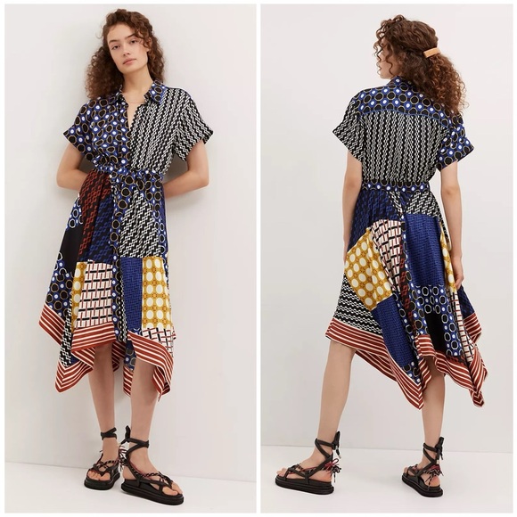 Anthro Maeve Contrast Midi Shirtdress - Picture 1 of 14